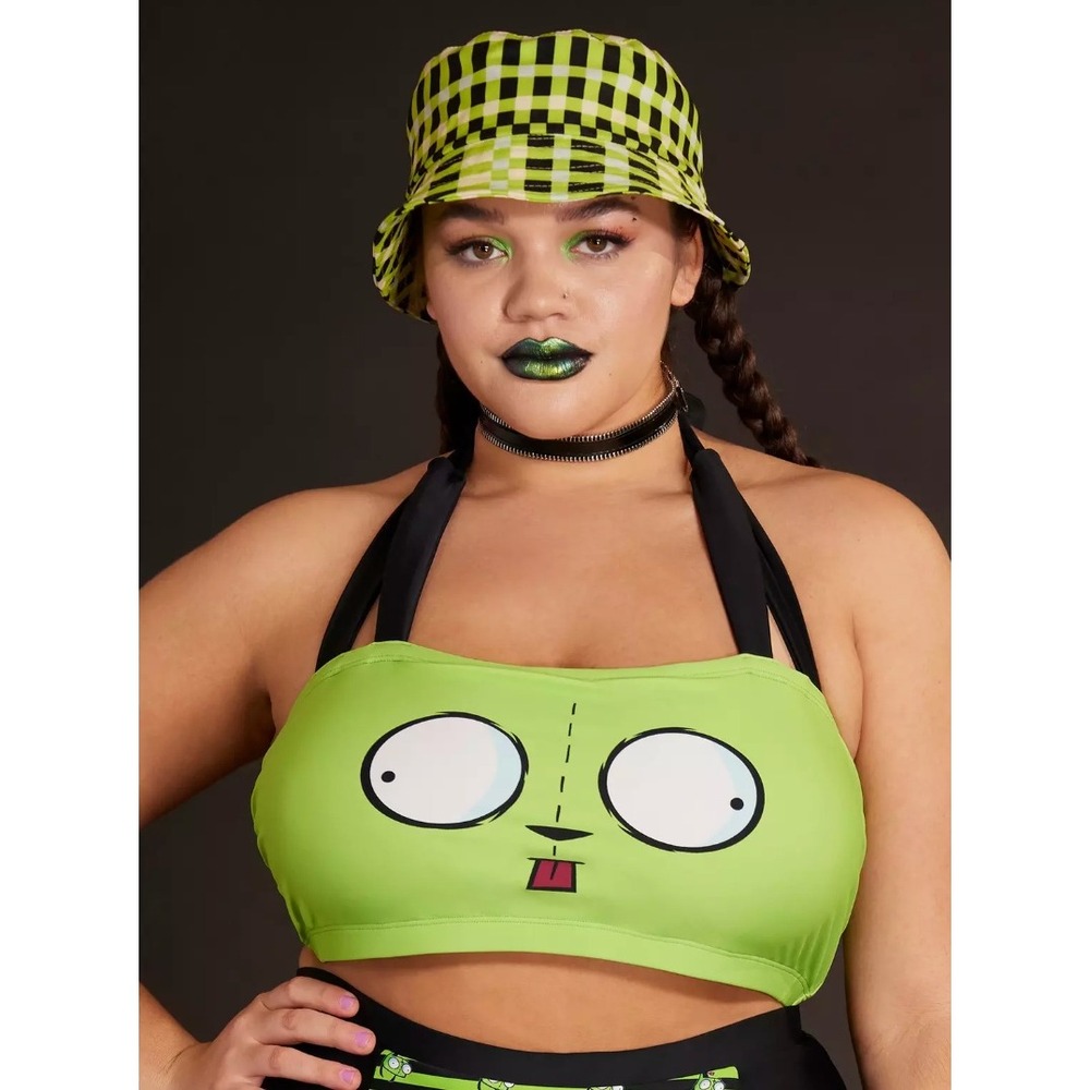 Invader Zim 3x Hot Topic Halter Bikini Swimsuit Top Green Plus Size